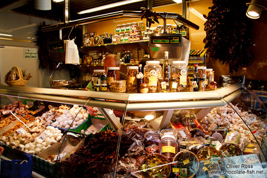 Delicatessen stall at the Bilbao food market