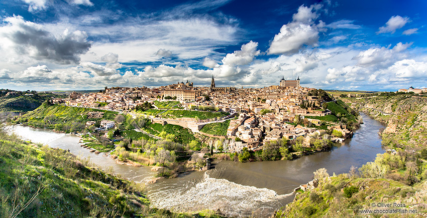 Toledo city panorama with river Tajo