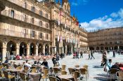 Travel photography:Café on the Plaza Mayor (main square) in Salamanca, Spain