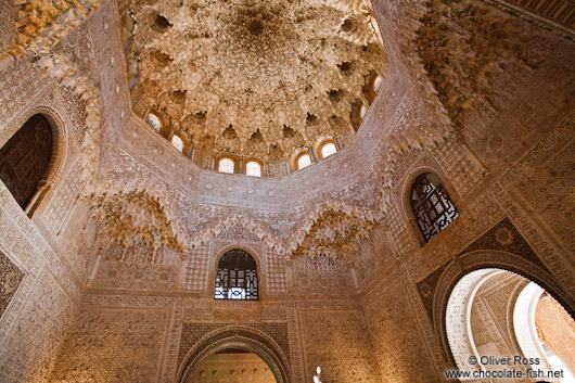 Ceiling of the Sala de los Abencerrajes (Hall of the Abencerrages) of the Nazrin palace in the Granada Alhambra