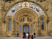 Travel photography:Entrance portal at Barcelona´s Sagrat Cor church atop the Tibidabo mountain, Spain