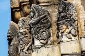 Travel photography:Facade detail on a temple at Sukhothai, Thailand