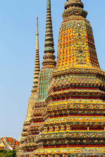 The Three Giant Stupas at Wat Pho temple in Bangkok