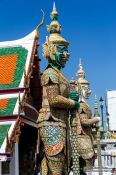Travel photography:Stone guardians at Wat Phra Kaew at the Bangkok Royal Palace, Thailand