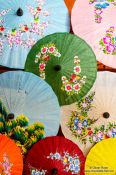 Travel photography:Finished parasols at the Bo Sang parasol factory, Thailand