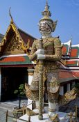Travel photography:Giant guardian at Wat Phra Kaew in Bangkok, Thailand
