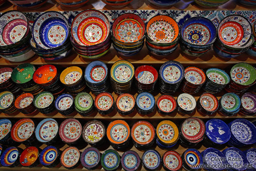 Ceramic bowls at a show in the Grand Basar in Istanbul