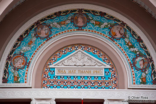 Detail above the entrance portal to the Hoh Chi Minh City Municipal Theatre 