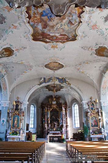 Baroque interior of the St. Gallus church in Bregenz
