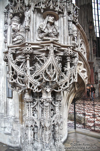 Stone pulpit inside Stephansdom cathedral