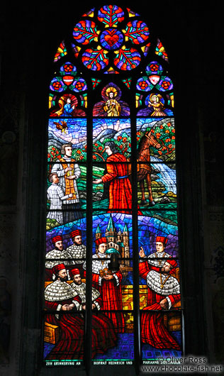Pained flass windows inside Vienna´s  Votivkirche