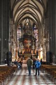 Travel photography:Main altar inside Stephansdom cathedral, Austria