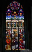 Travel photography:Pained flass windows inside Vienna´s  Votivkirche, Austria