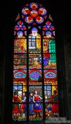 Travel photography:Pained flass windows inside Vienna´s  Votivkirche, Austria