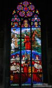 Travel photography:Pained flass windows inside Vienna´s  Votivkirche, Austria