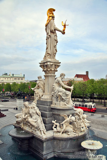 The Pallas Athene fountain outside the parliament building in Vienna