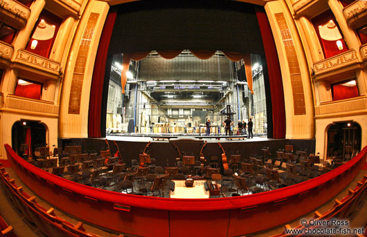 View of the stage and orchestra in the Vienna State Opera