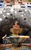 Travel photography:Vienna Hundertwasser house fountain , Austria