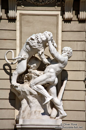 Sculpture of heracles fighting the Nemean Lion in  in Vienna´s Hofburg 