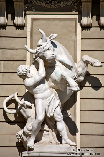 Sculpture of Heracles with Cretan bull in Vienna´s Hofburg 