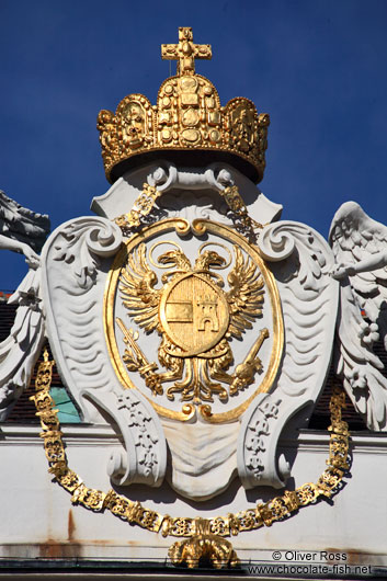 Vienna Hofburg crown and shield roof detail