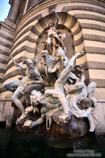 The Macht-zur-See fountain at the Michaeler square outside the Hofburg