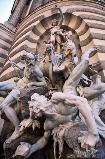 The Macht-zur-See fountain at the Michaeler square outside the Hofburg