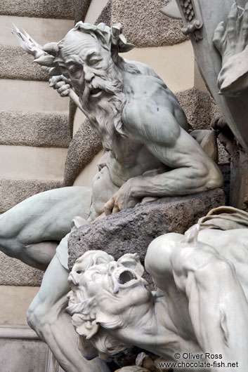 Detail of the Macht-zur-See fountain at the Michaeler square outside the Hofburg