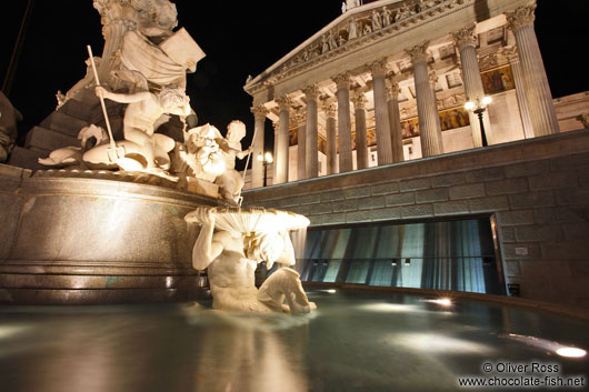 The Pallas-Athene fountain outside the Austrian parliament in Vienna