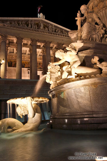 Detail of the Pallas-Athene fountain outside the Austrian parliament in Vienna