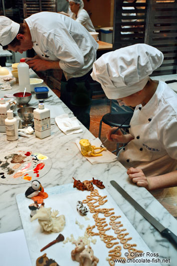 Making cake decorations at the Demel café house in Vienna