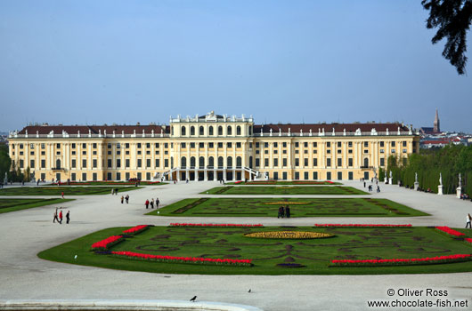 Panoramic view of Schönbrunn palace and gardens
