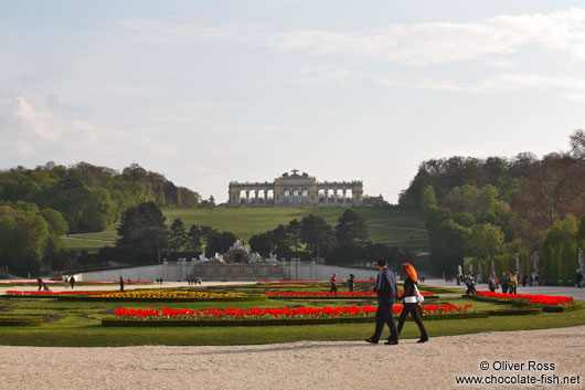 Schönbrunn palace park with Gloriette in the background