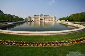 Travel photography:Belvedere palace with gardens and lake, Austria