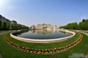 Travel photography:Belvedere palace with gardens and lake, Austria