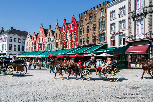 Houses on the main (market) square in Bruges