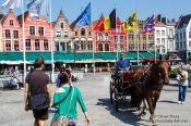 Travel photography:Houses on the main (market) square in Bruges, Belgium