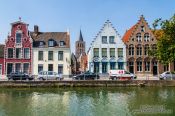 Travel photography:Houses along a canal in Bruges, Belgium