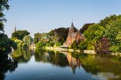 Travel photography:House along a lake in Bruges, Belgium