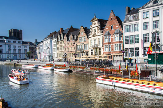 Ghent Graselei canal with houses