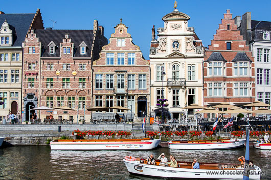 Ghent Graselei canal with houses