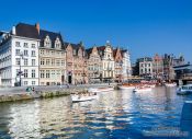 Travel photography:Ghent Graselei canal with houses, Belgium