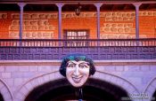 Travel photography:Figurehead in the courtyard of the Casa Real de la Moneda Museum, Potosi, Bolivia