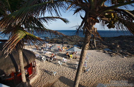 A barraca on a city beach in Salvador de Bahia