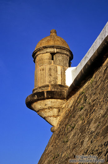 Facade detail on the Farol da Barra fortress in Salvador