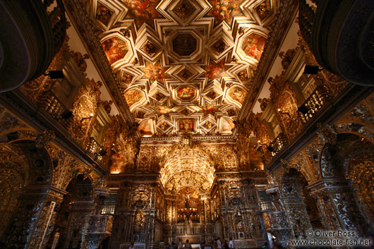 Inside the golden Igreja de São Francisco in Salvador