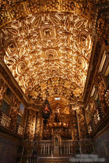 Inside the golden Igreja de São Francisco in Salvador