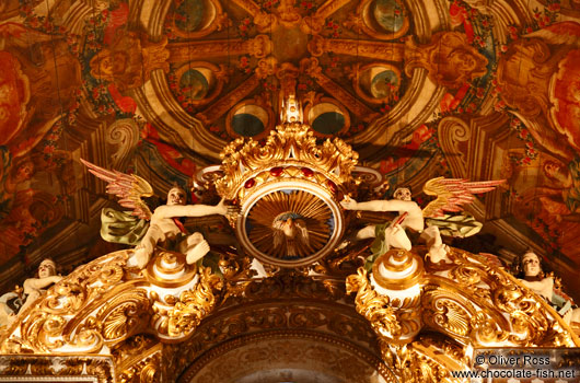 Altar detail inside the golden Igreja de São Francisco in Salvador
