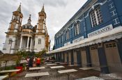 Travel photography:The Catedral de São Sebastião with famous Bar Vesuvio in Ilhéus, Brazil