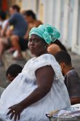 Travel photography:Woman wearing a typical Bahia dress in Salvador, Brazil